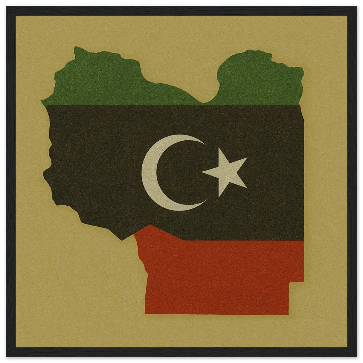 Cadre drapeau libye en bois affiche encadrée décorative