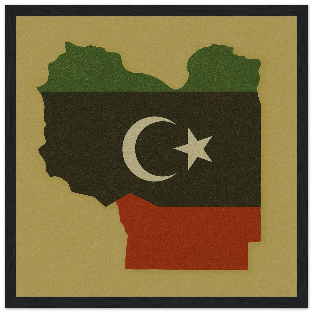 Cadre drapeau libye en bois affiche encadrée décorative