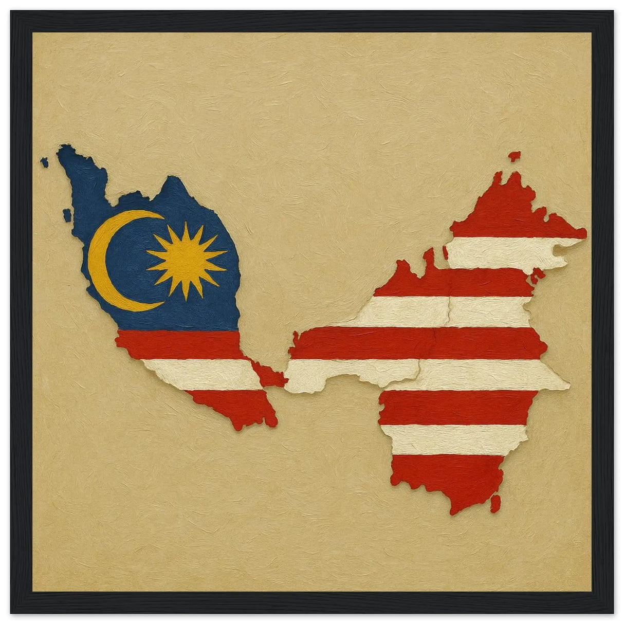 Cadre drapeau malaisie en bois affiche encadrée élégante