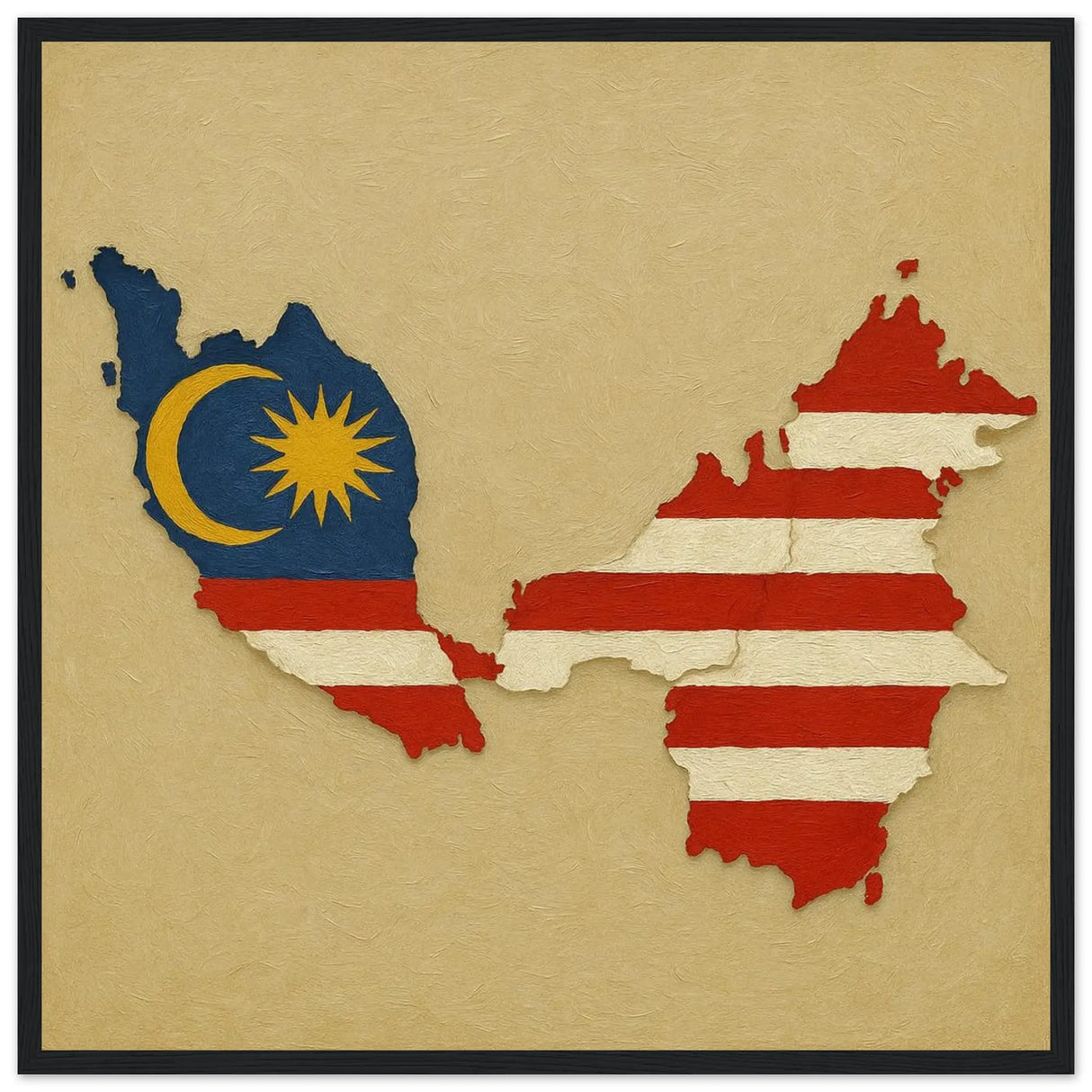 Cadre drapeau malaisie en bois affiche encadrée élégante