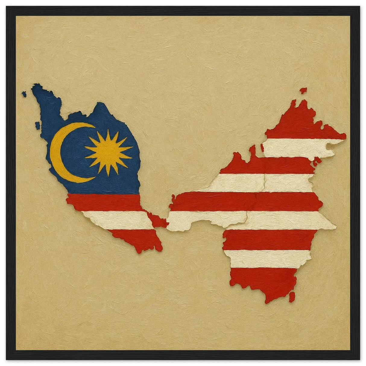 Cadre drapeau malaisie en bois affiche encadrée élégante