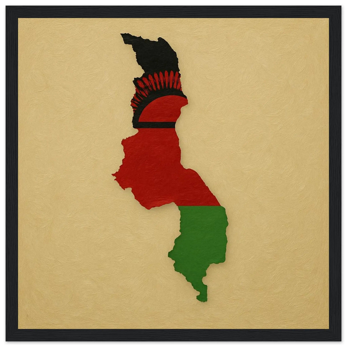Cadre drapeau malawi en bois finition élégante décorative