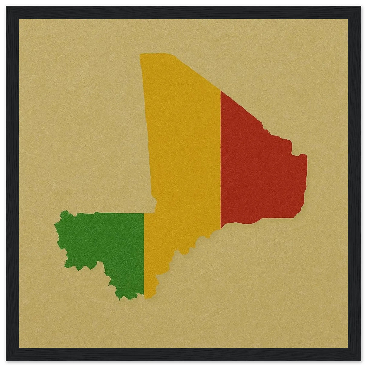 Cadre drapeau mali en bois affiche encadrée décorative