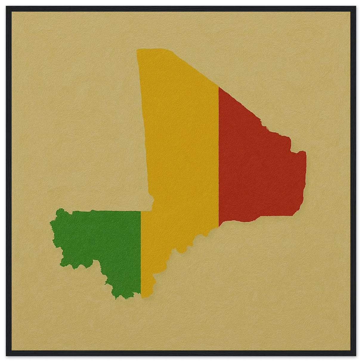 Cadre drapeau mali en bois affiche encadrée décorative