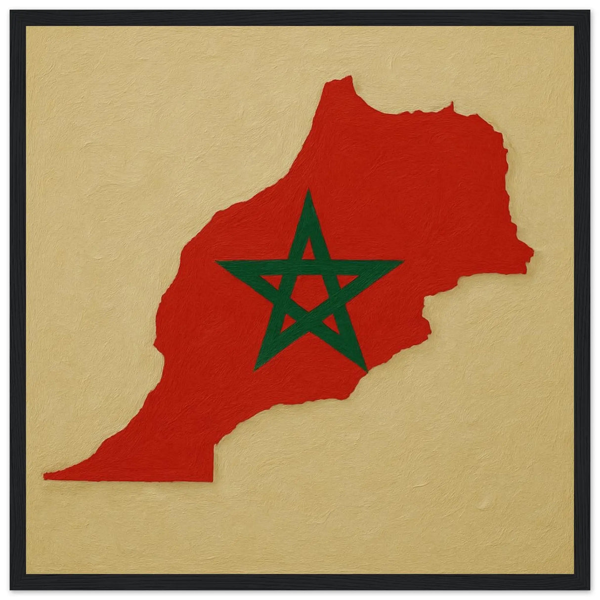 Cadre drapeau maroc en bois affiche encadrée décorative