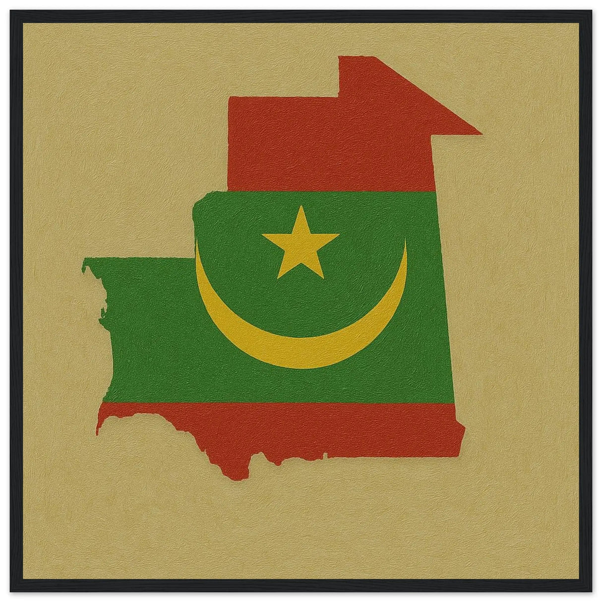 Cadre drapeau mauritanie en bois affiche encadrée décorative