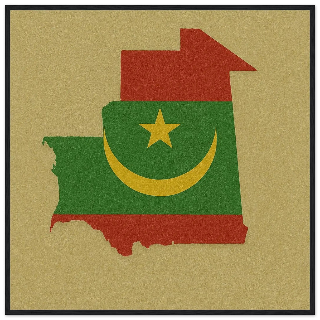 Cadre drapeau mauritanie en bois affiche encadrée décorative