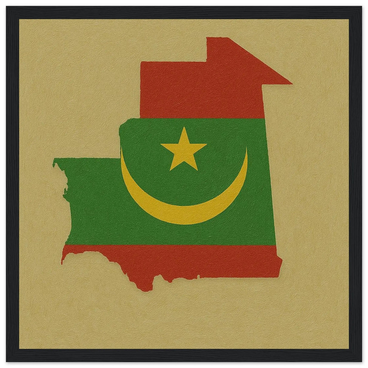Cadre drapeau mauritanie en bois affiche encadrée décorative