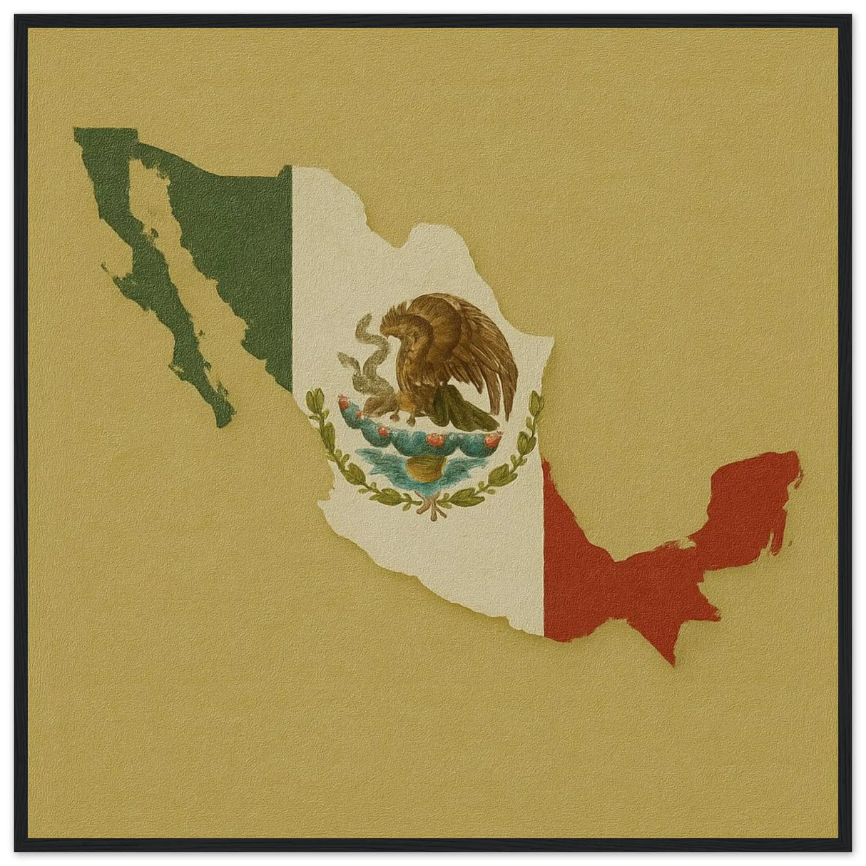 Cadre drapeau mexique en bois finition décorative