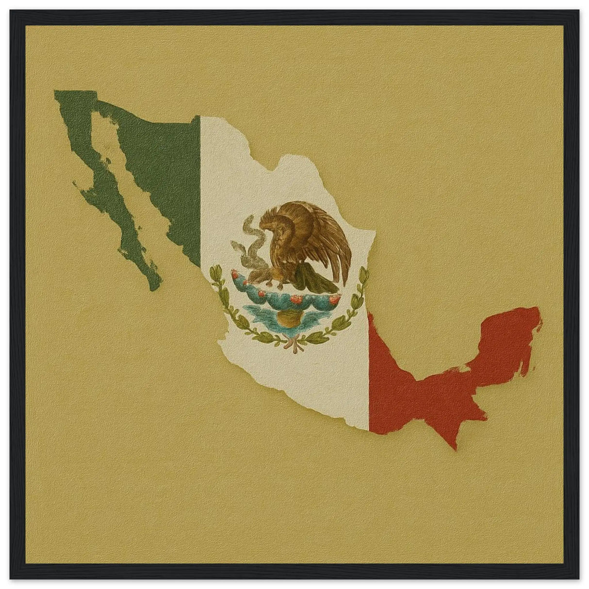 Cadre drapeau mexique en bois finition décorative