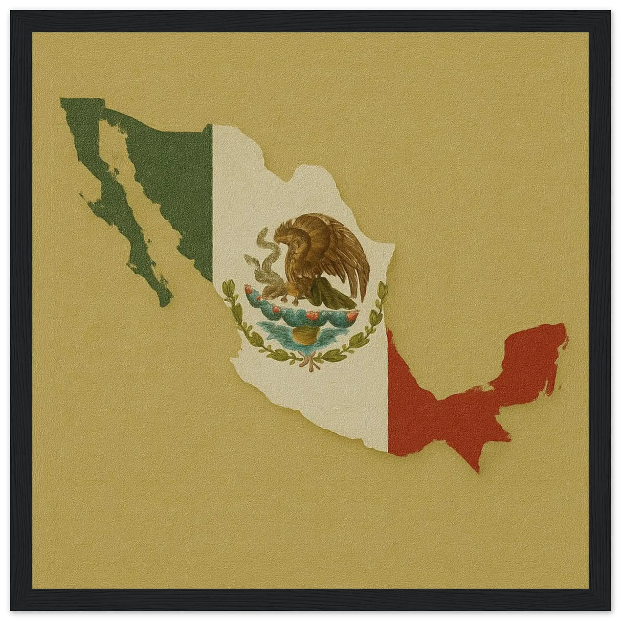 Cadre drapeau mexique en bois finition décorative