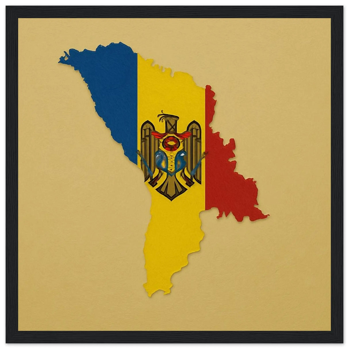 Cadre drapeau moldavie en bois finition élégante décorative