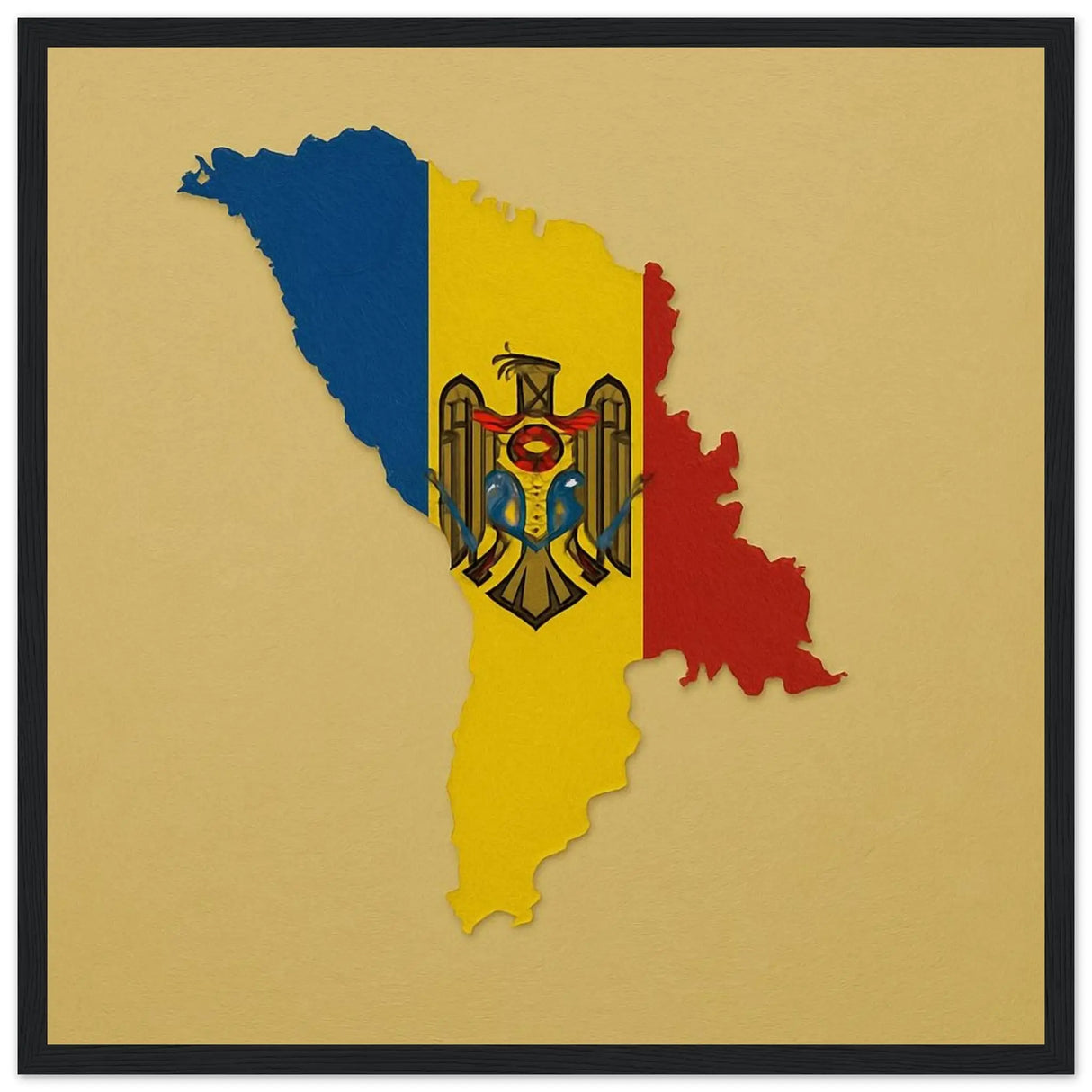 Cadre drapeau moldavie en bois finition élégante décorative