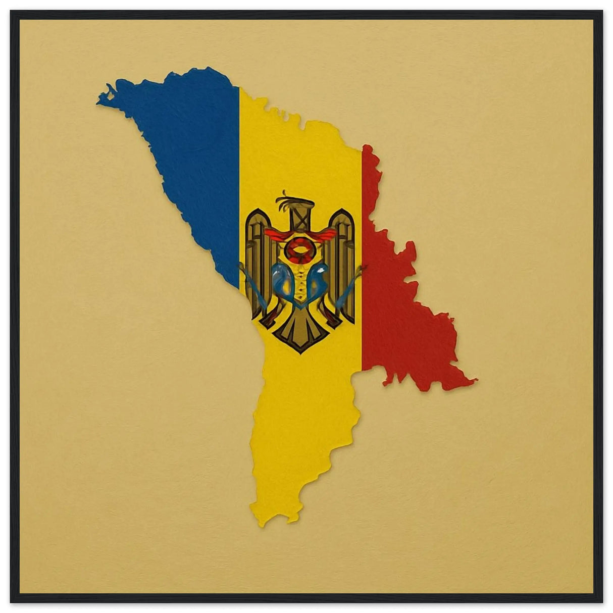 Cadre drapeau moldavie en bois finition élégante décorative