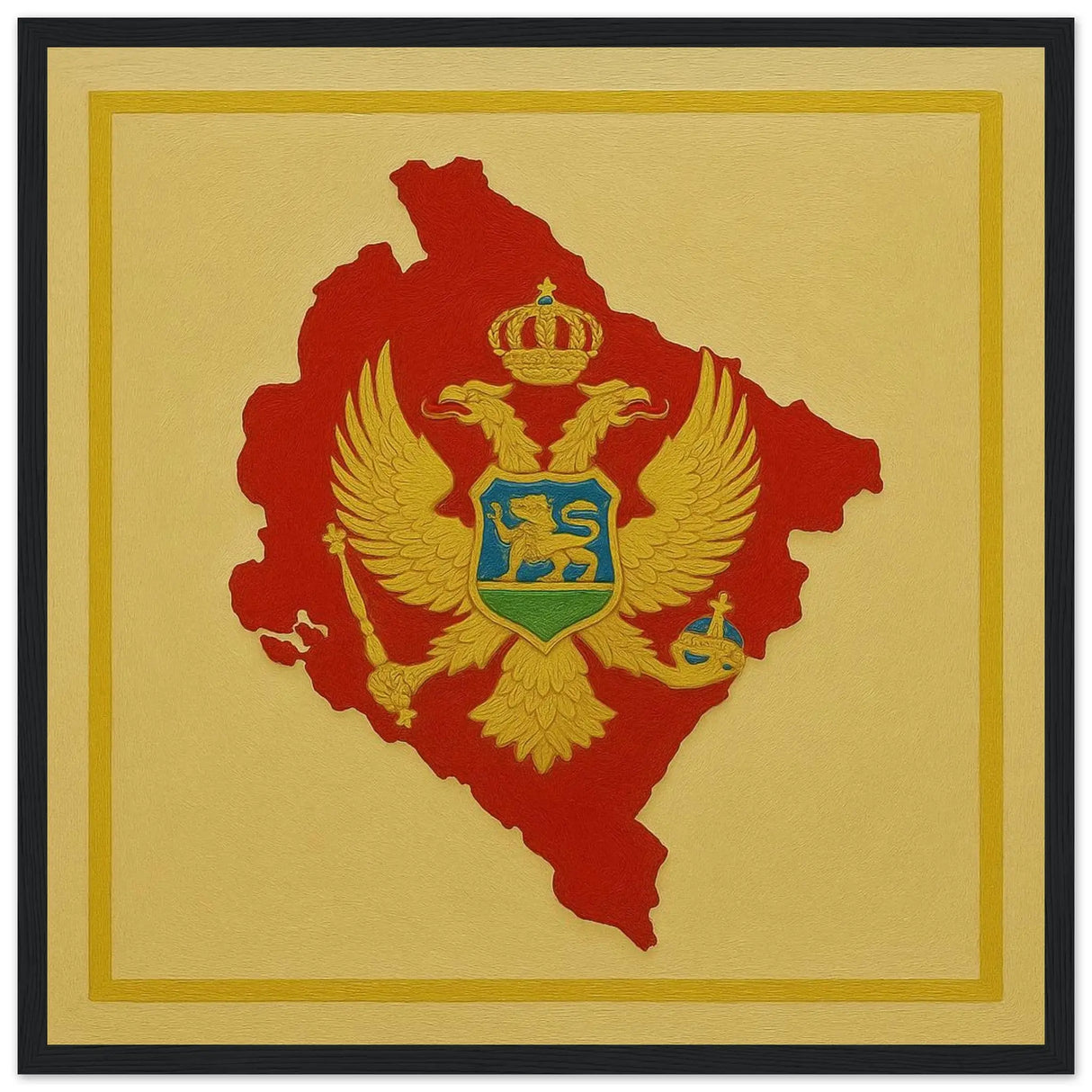 Cadre drapeau monténégro en bois finition élégante