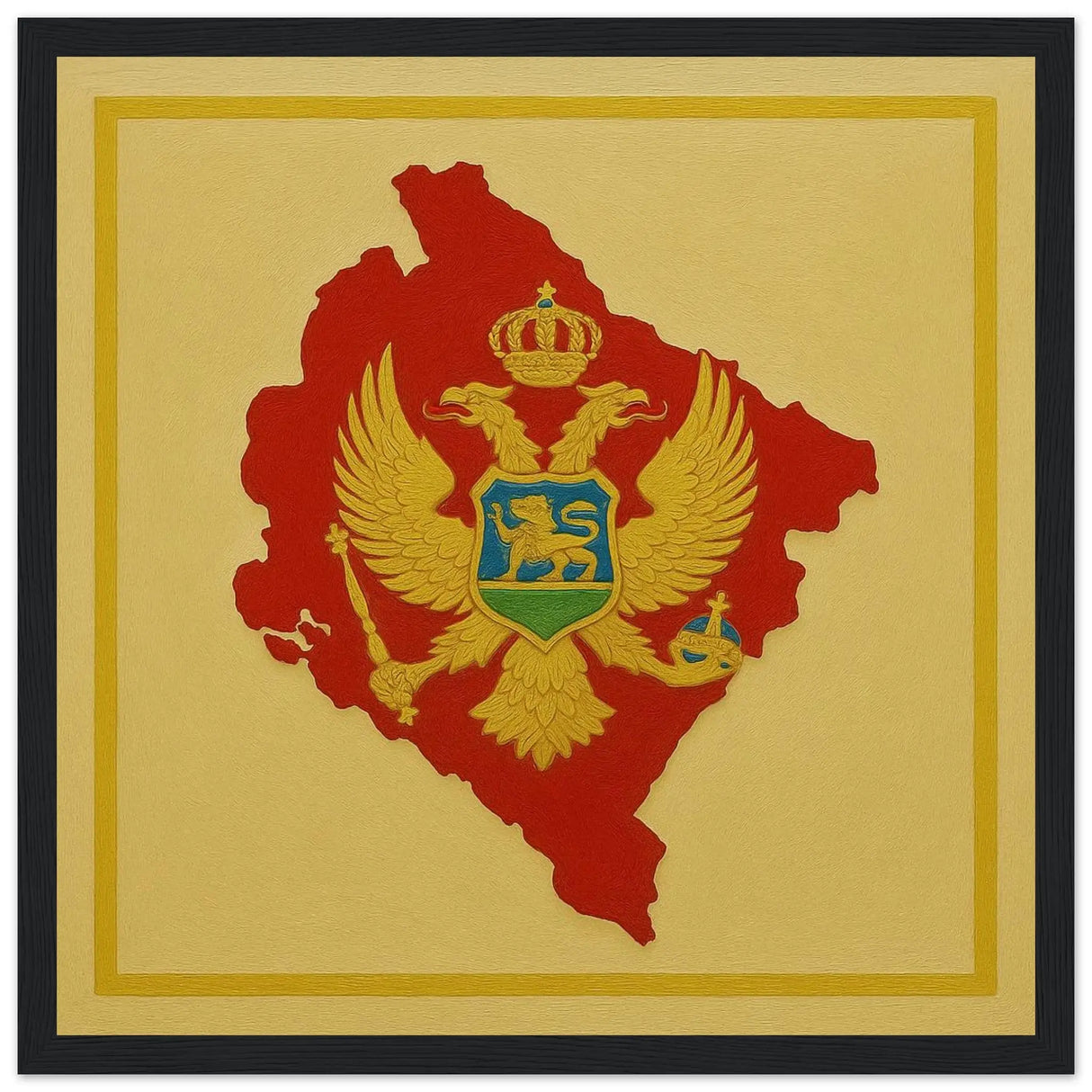 Cadre drapeau monténégro en bois finition élégante