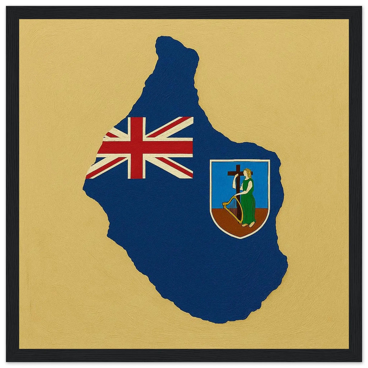 Cadre drapeau montserrat affiche encadrée bois décoratif