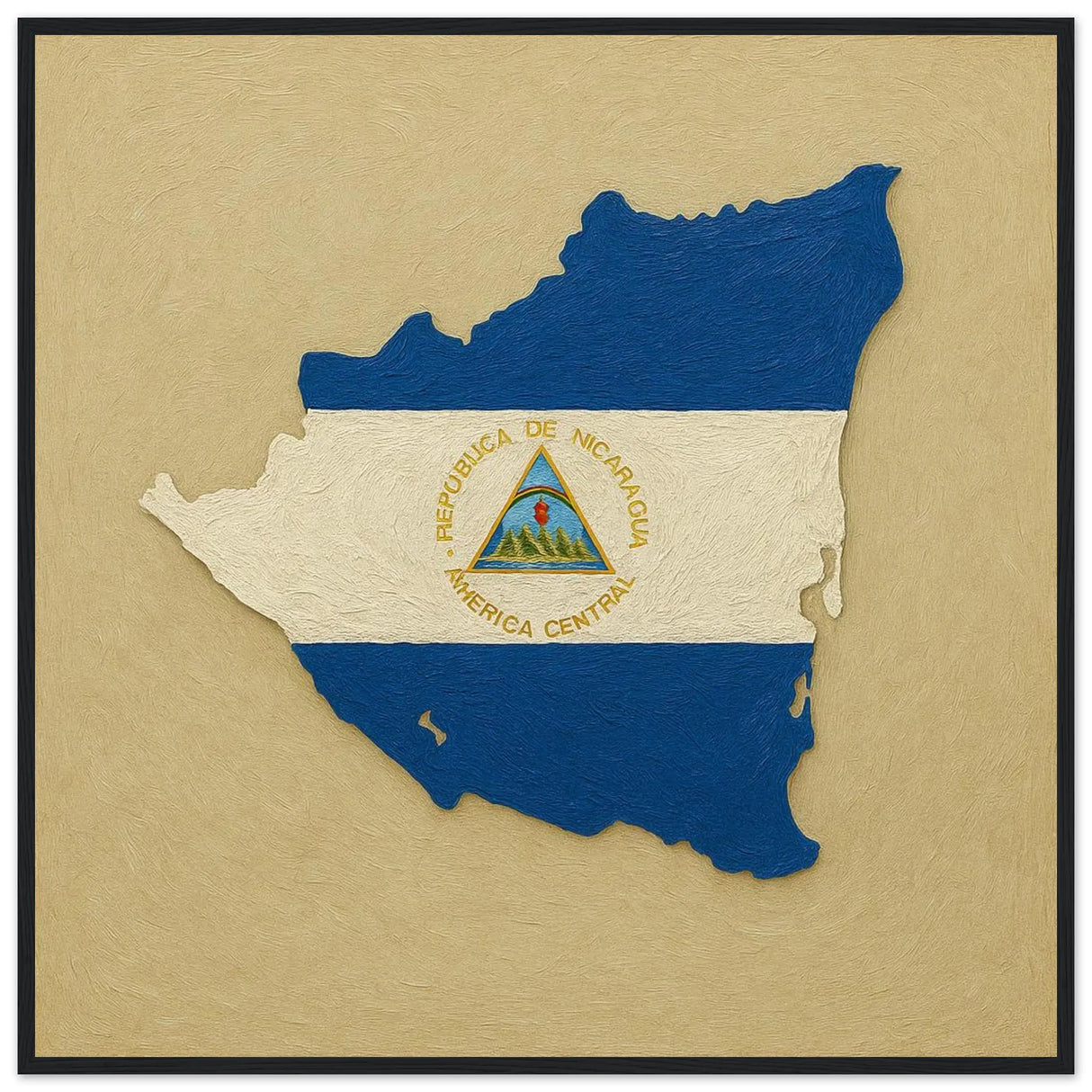 Cadre drapeau nicaragua en bois affiche encadrée élégante