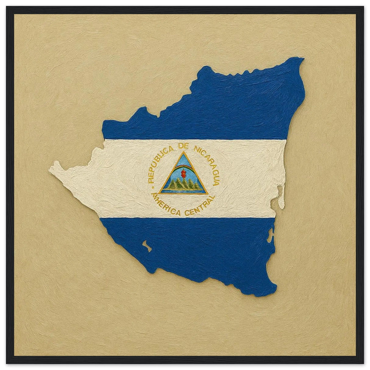 Cadre drapeau nicaragua en bois affiche encadrée élégante