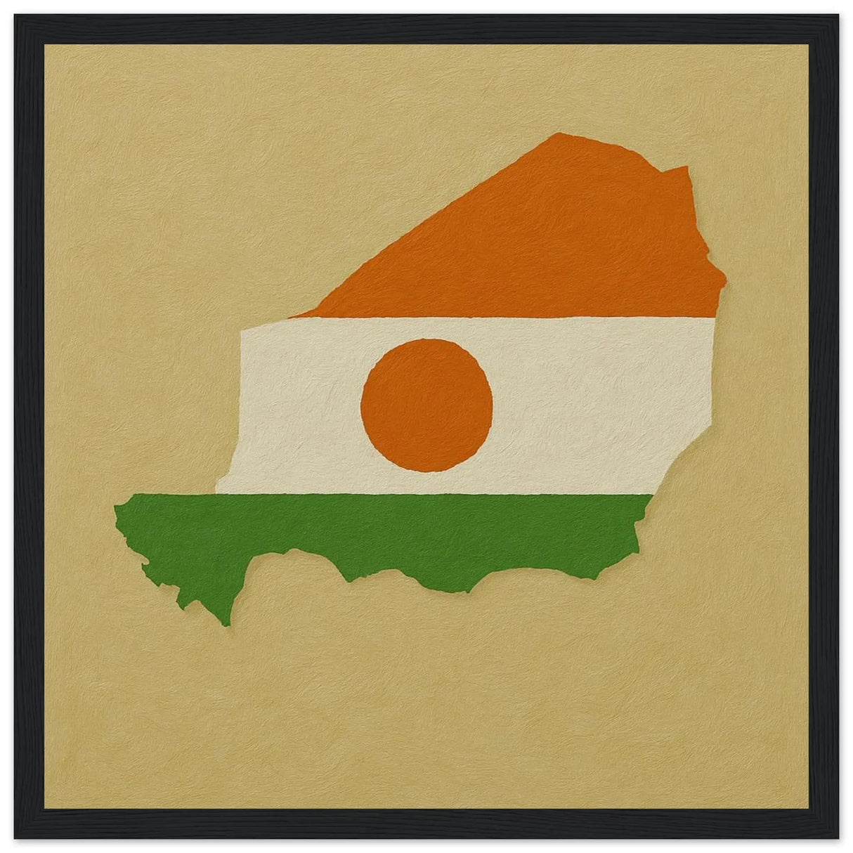 Cadre drapeau niger affiche encadrée bois finition élégante