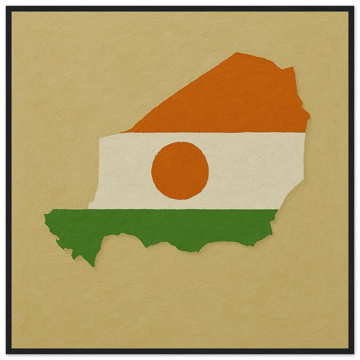 Cadre drapeau niger affiche encadrée bois finition élégante