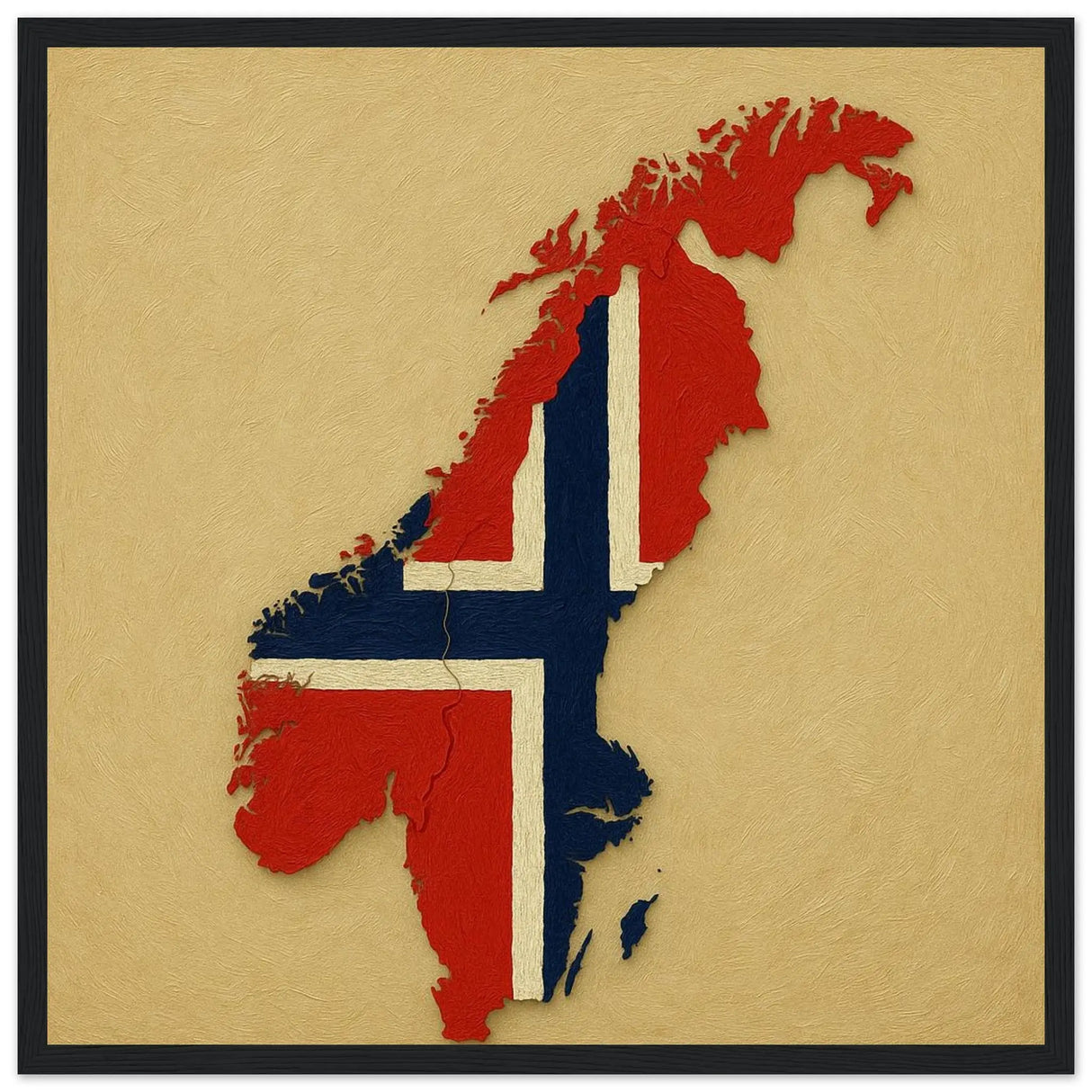 Cadre drapeau norvège en bois affiche encadrée élégante