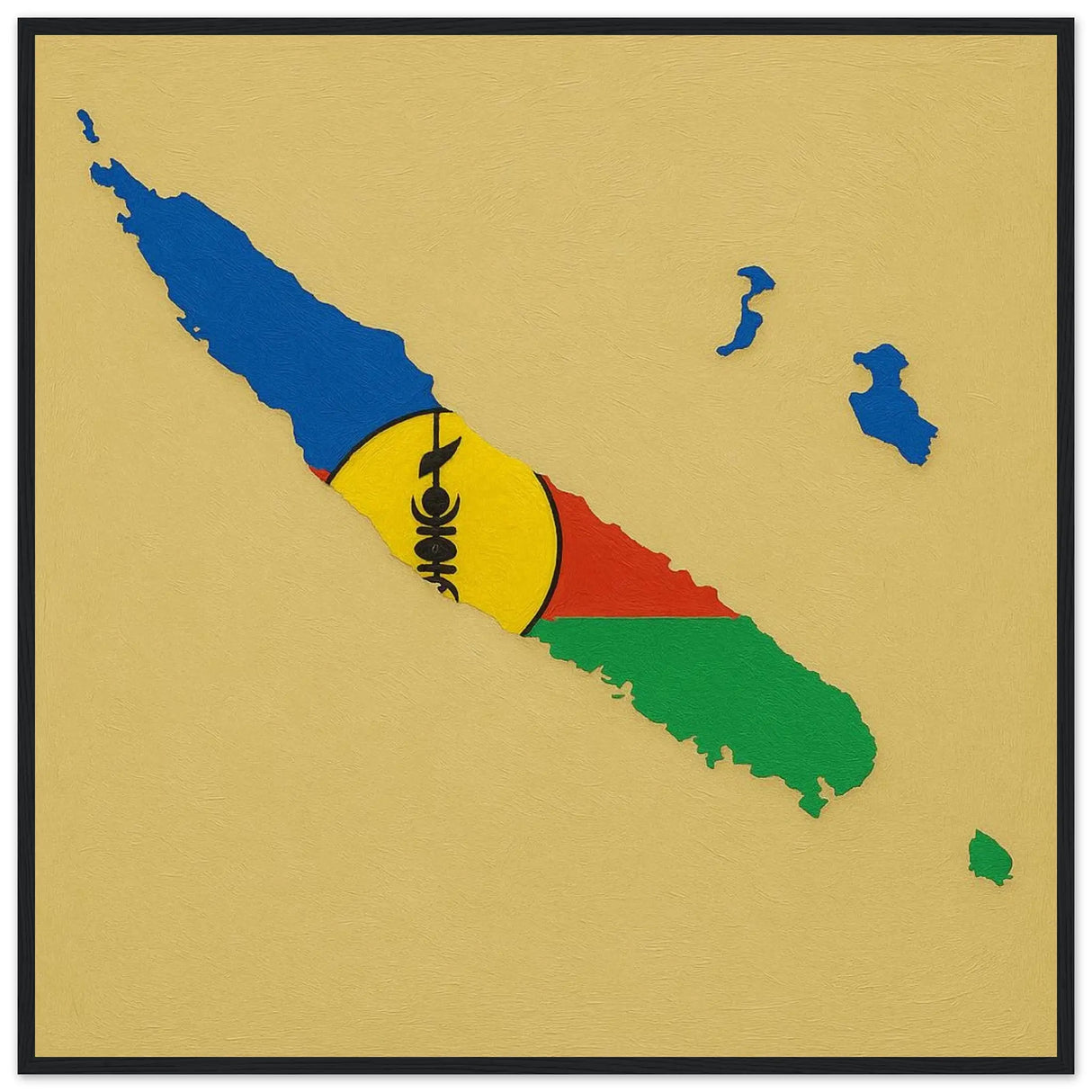 Cadre drapeau nouvelle-calédonie bois affiche encadrée