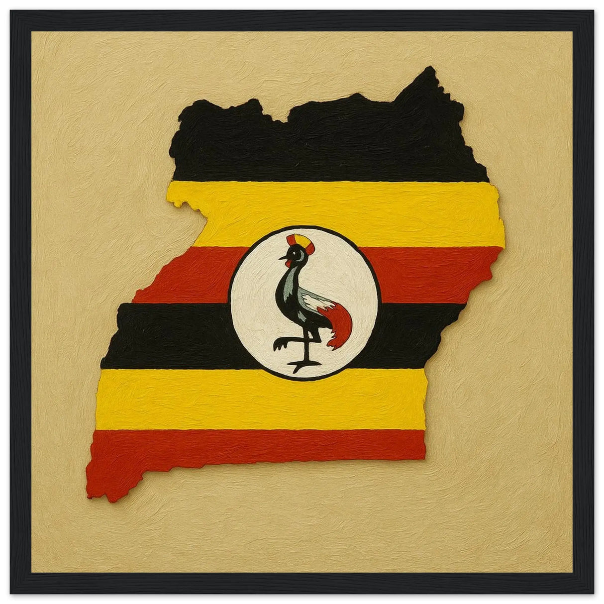 Cadre drapeau ouganda bois finition élégante décorative