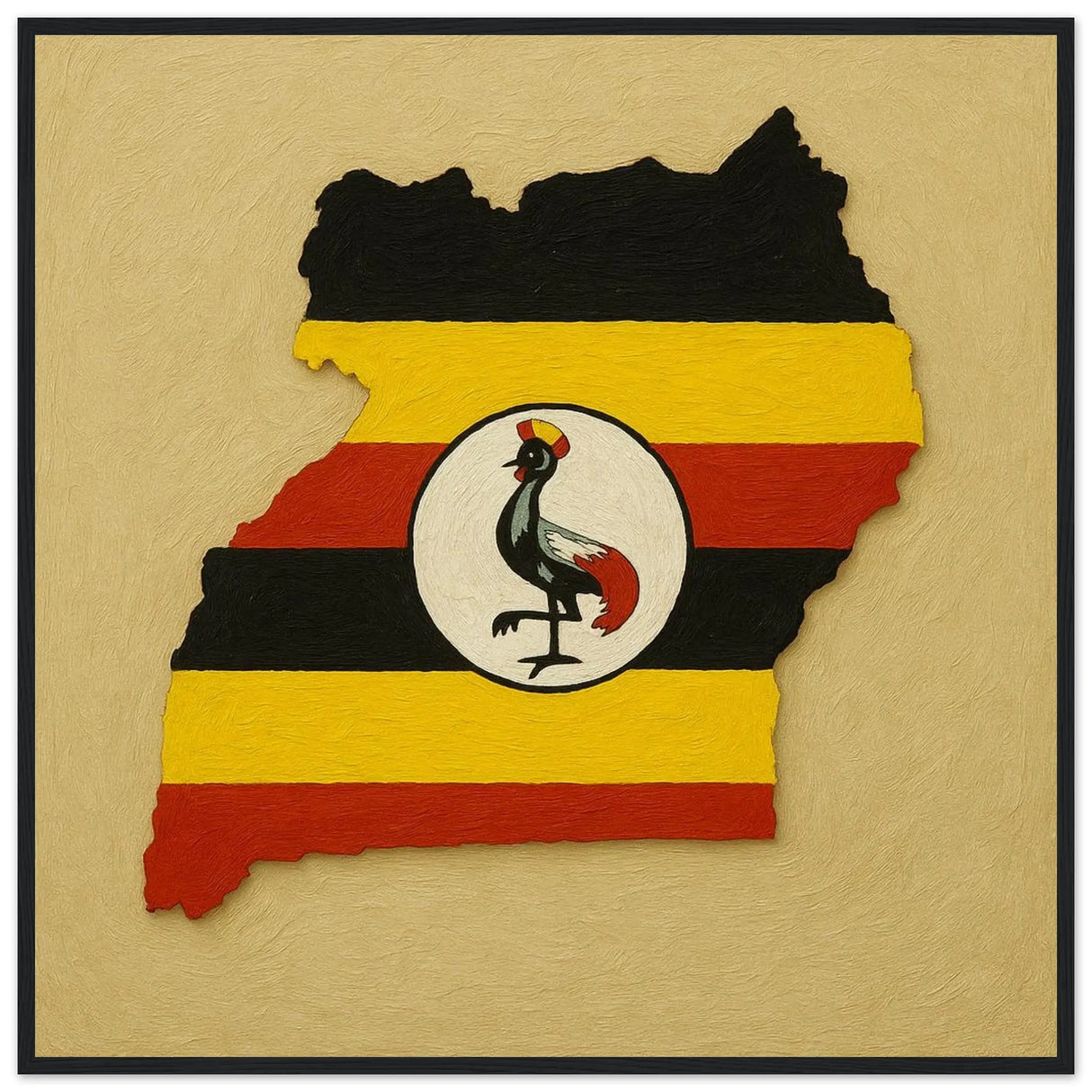 Cadre drapeau ouganda bois finition élégante décorative