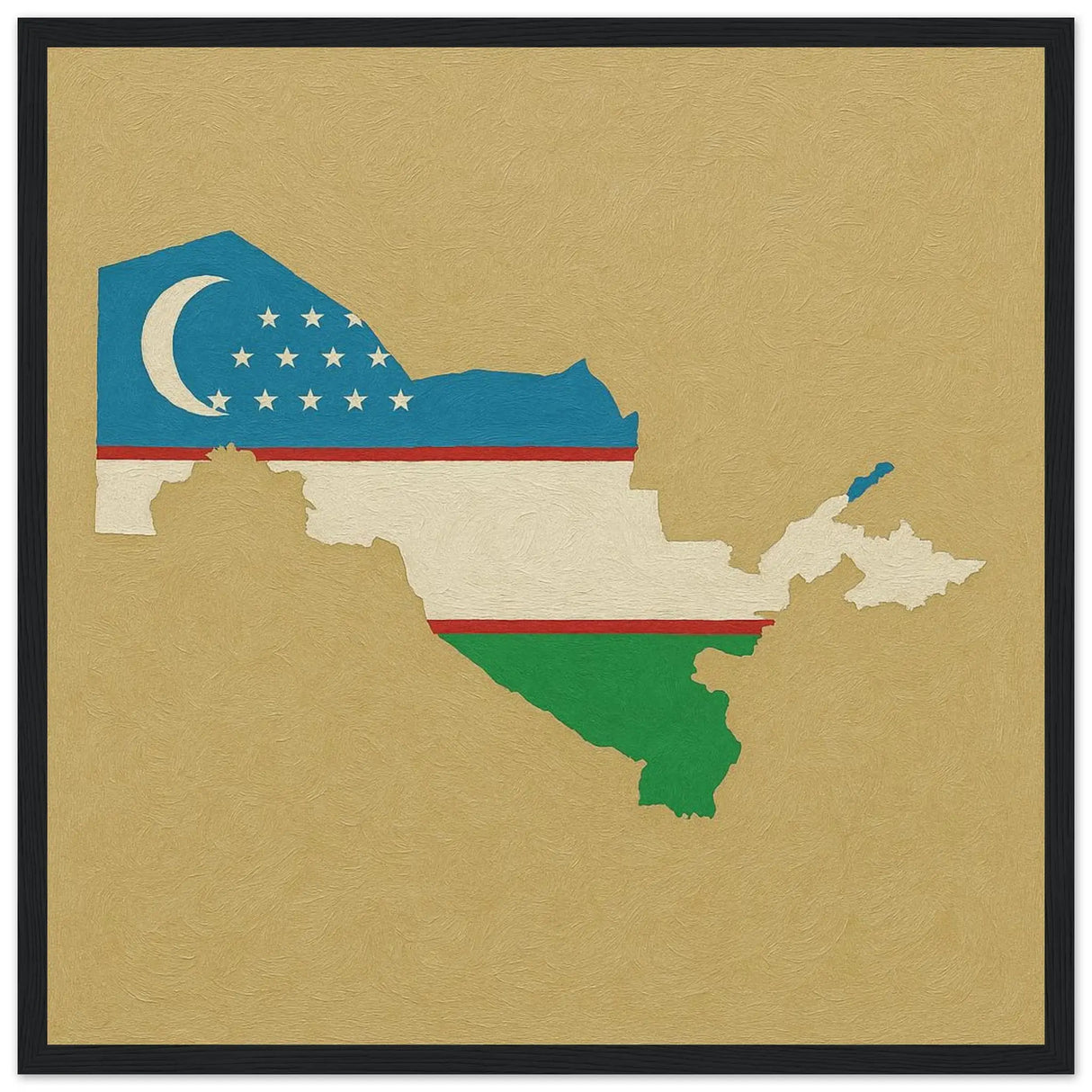 Cadre drapeau ouzbékistan en bois affiche encadrée décorative