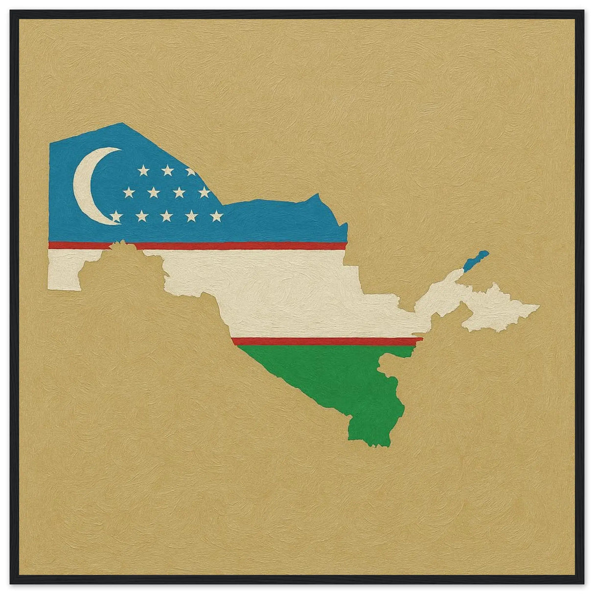 Cadre drapeau ouzbékistan en bois affiche encadrée décorative