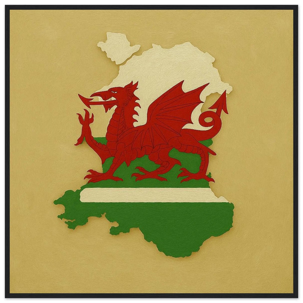 Cadre drapeau pays de galles bois finition décorative