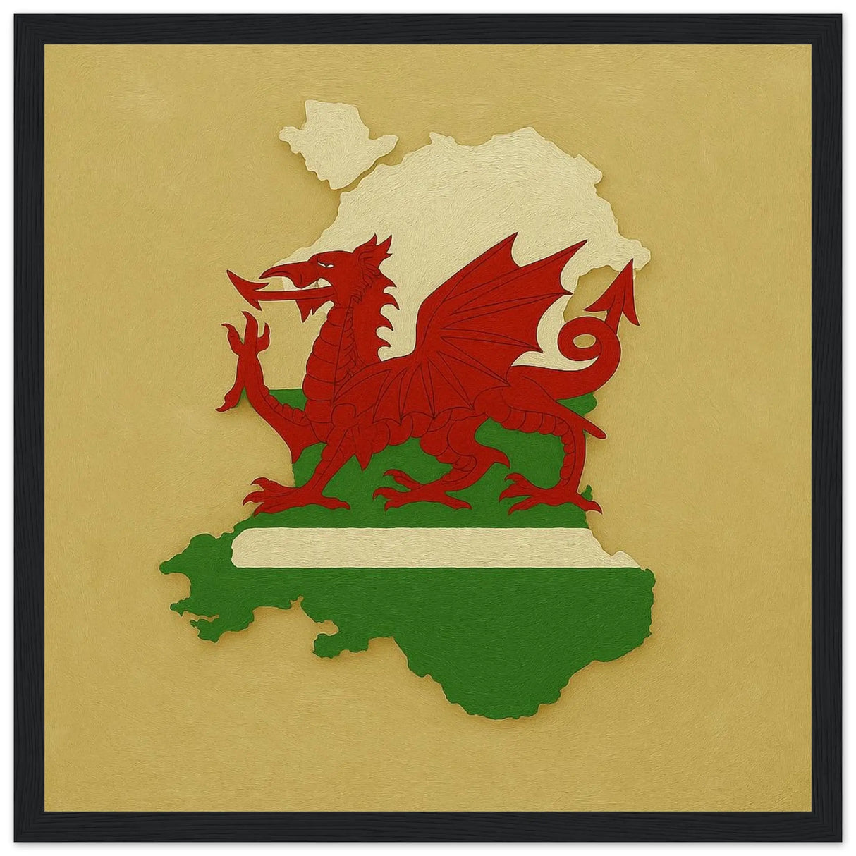Cadre drapeau pays de galles bois finition décorative