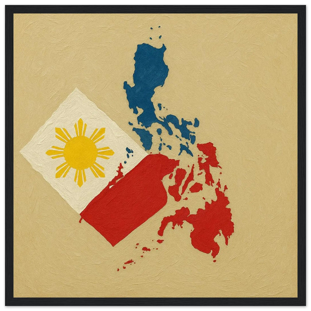 Cadre drapeau philippines bois affiche encadrée décorative