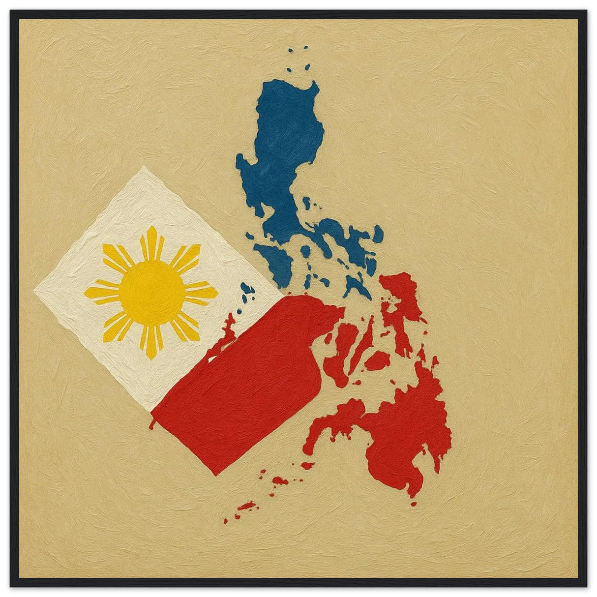 Cadre drapeau philippines bois affiche encadrée décorative