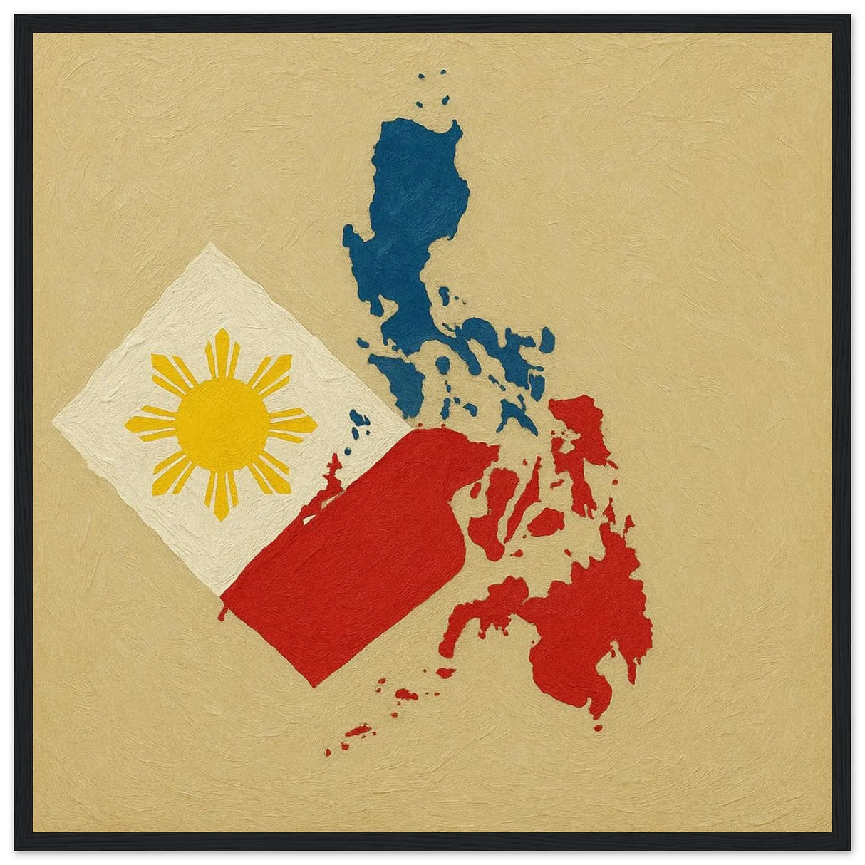 Cadre drapeau philippines bois affiche encadrée décorative