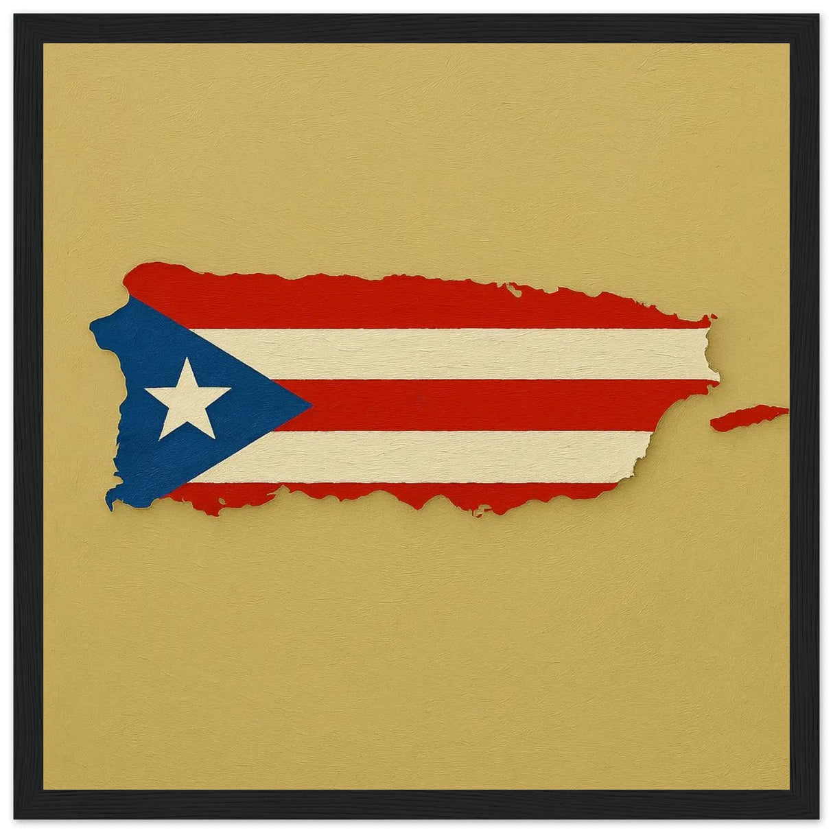 Cadre drapeau porto rico bois finition élégante décorative