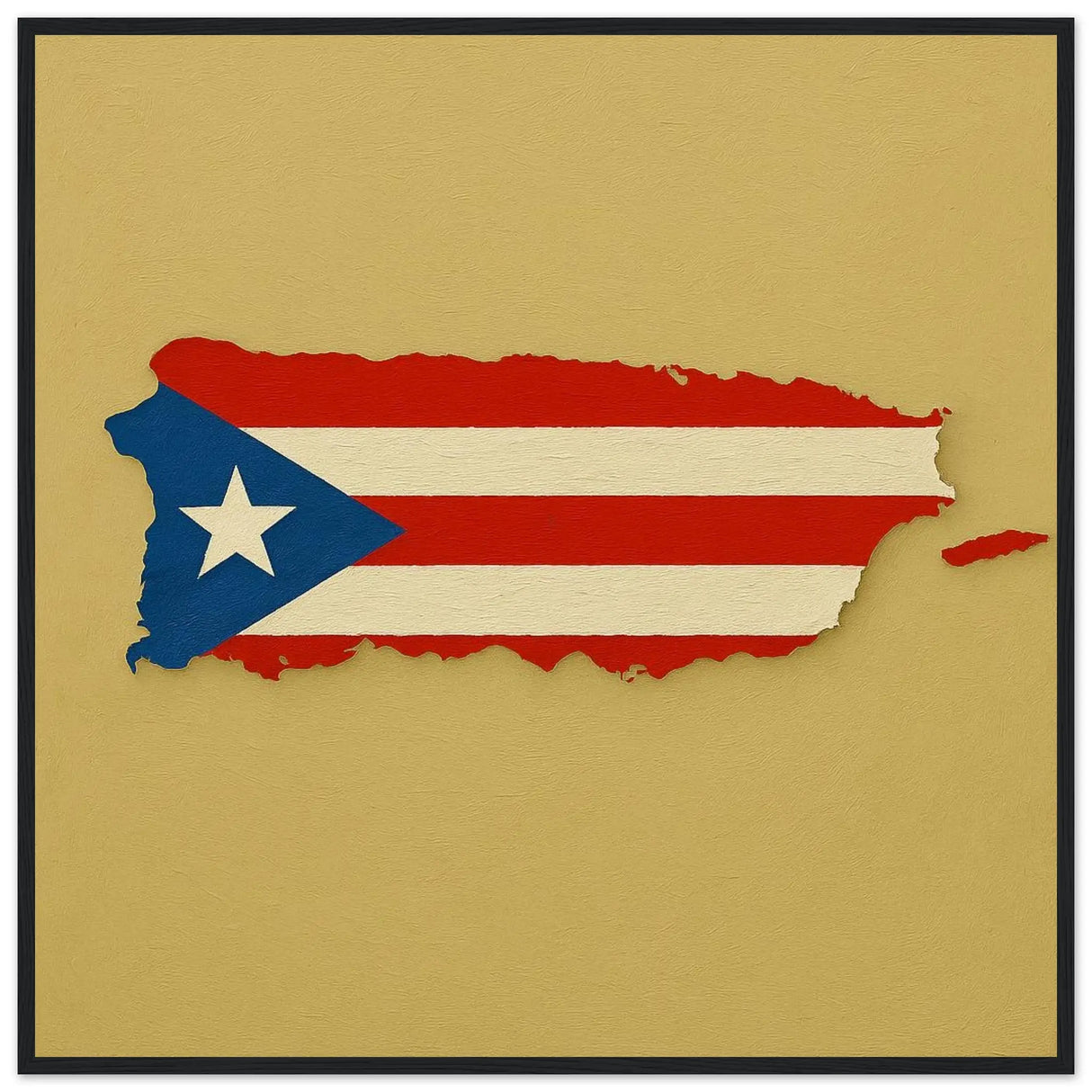 Cadre drapeau porto rico bois finition élégante décorative