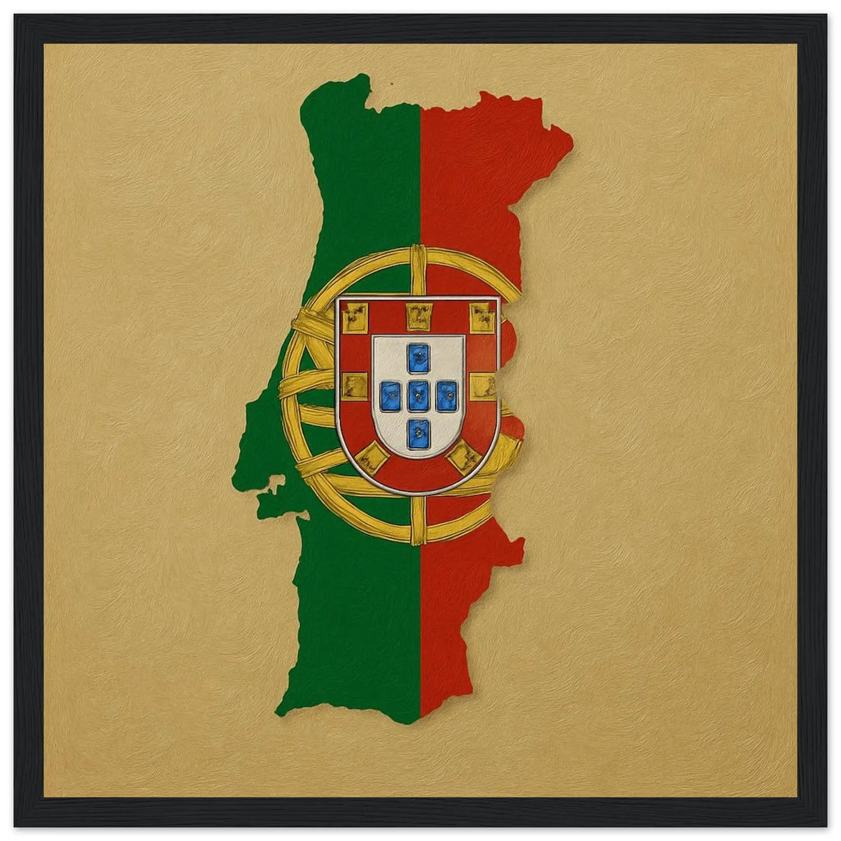 Cadre drapeau portugal en bois affiche encadrée décorative