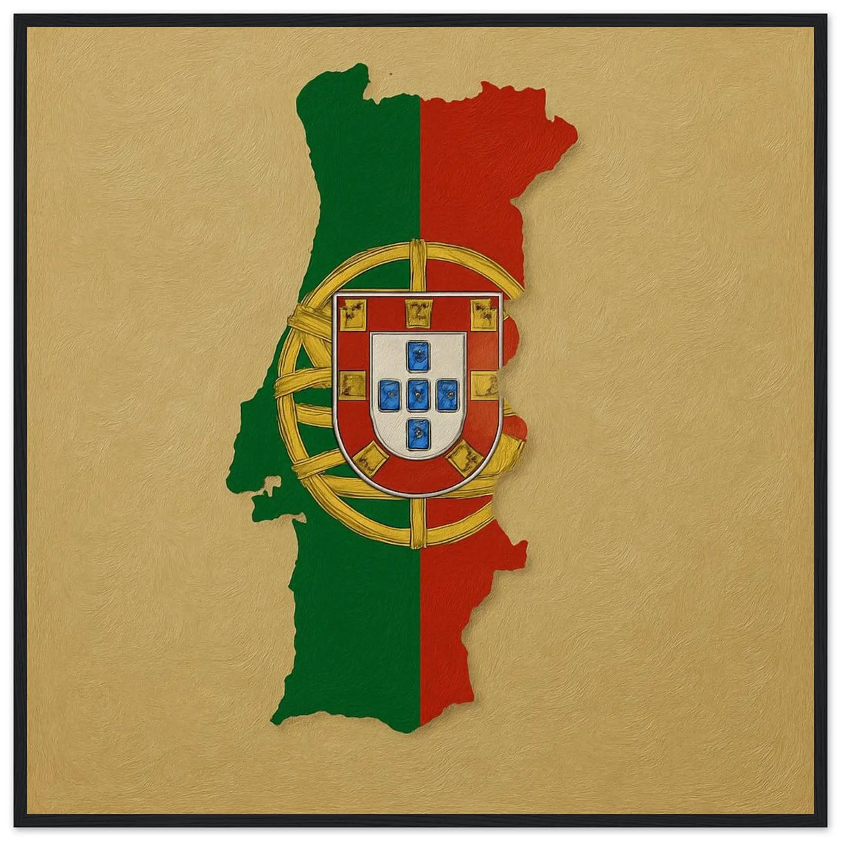 Cadre drapeau portugal en bois affiche encadrée décorative
