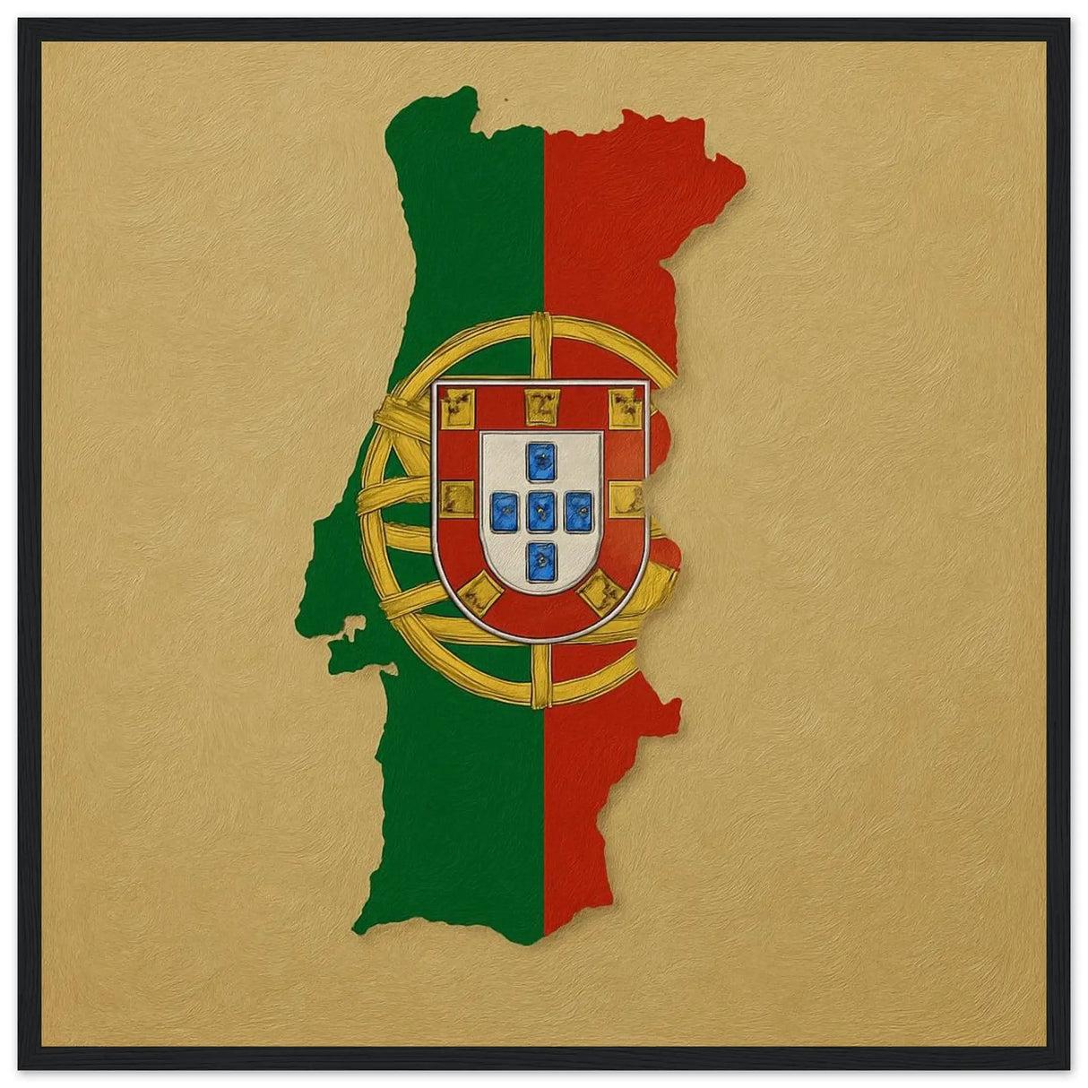 Cadre drapeau portugal en bois affiche encadrée décorative