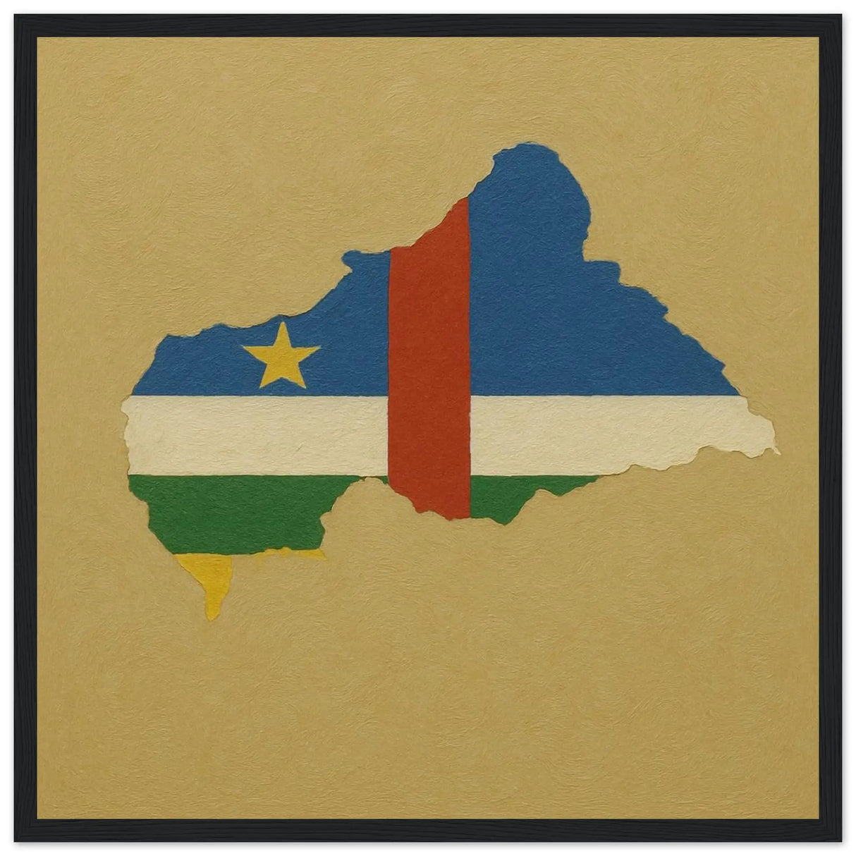 Cadre drapeau république centrafricaine bois finition élégante