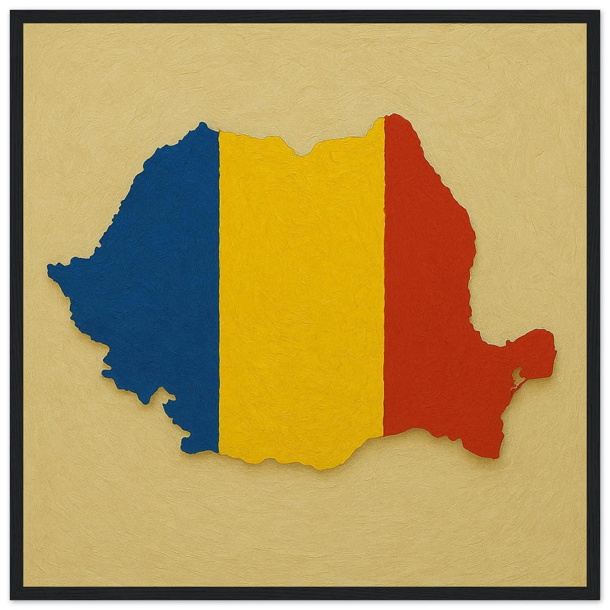 Cadre drapeau roumanie bois affiché décoratif élégant