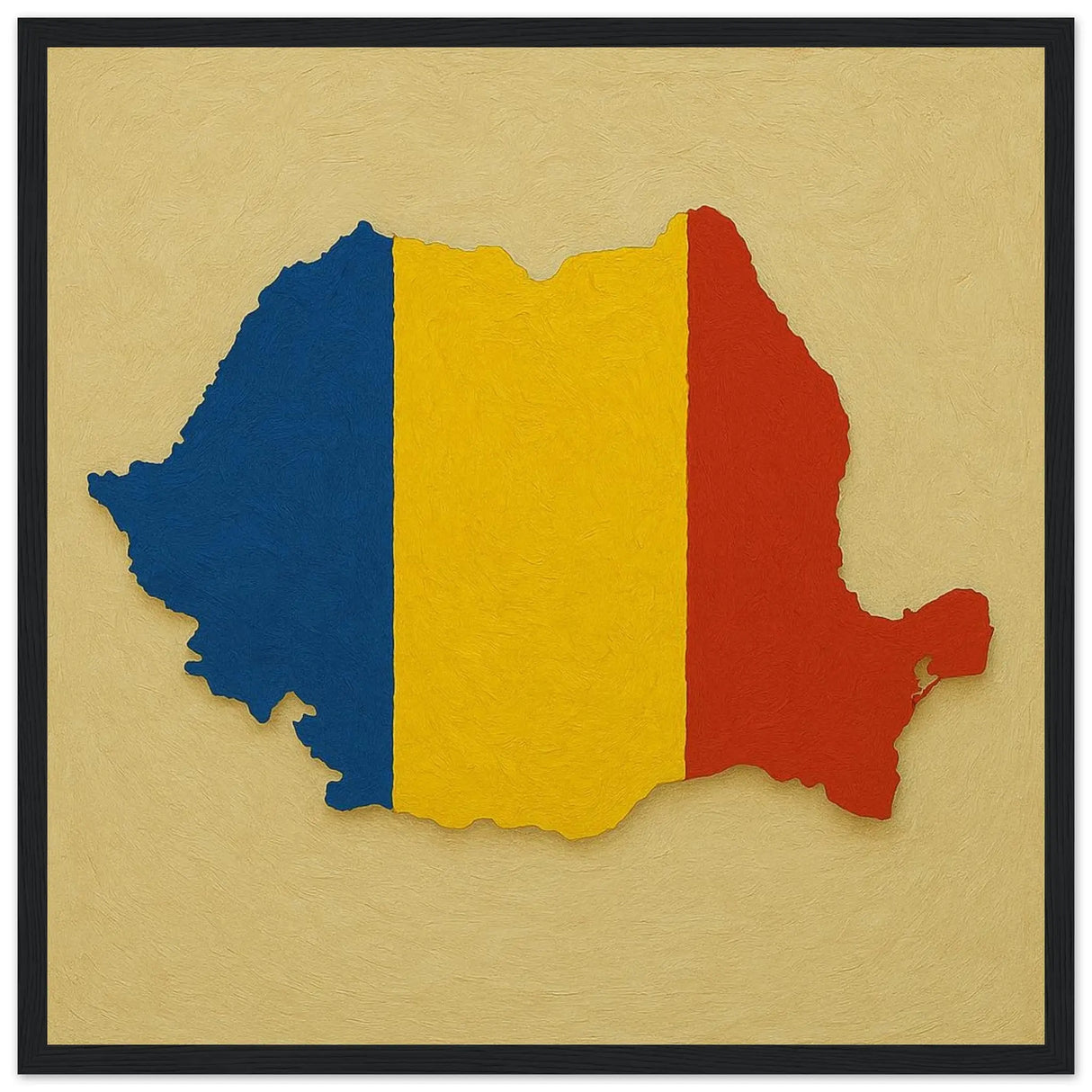 Cadre drapeau roumanie bois affiché décoratif élégant