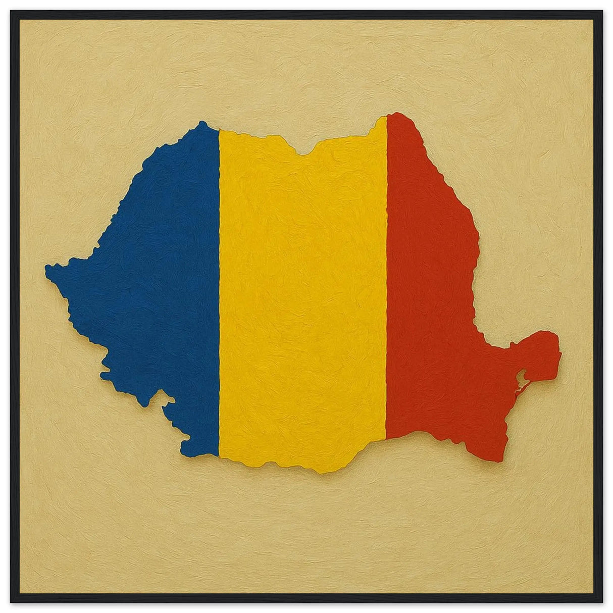 Cadre drapeau roumanie bois affiché décoratif élégant