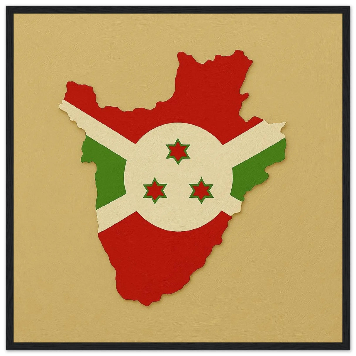 Cadre drapeau rwanda en bois finition élégante encadrée