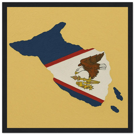 Cadre drapeau samoa américaines en bois finition élégante