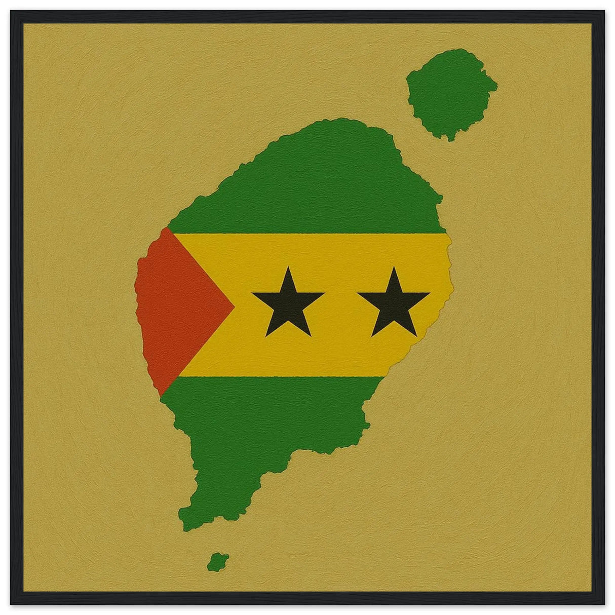 Cadre drapeau sao tomé-et-principe bois finition décorative