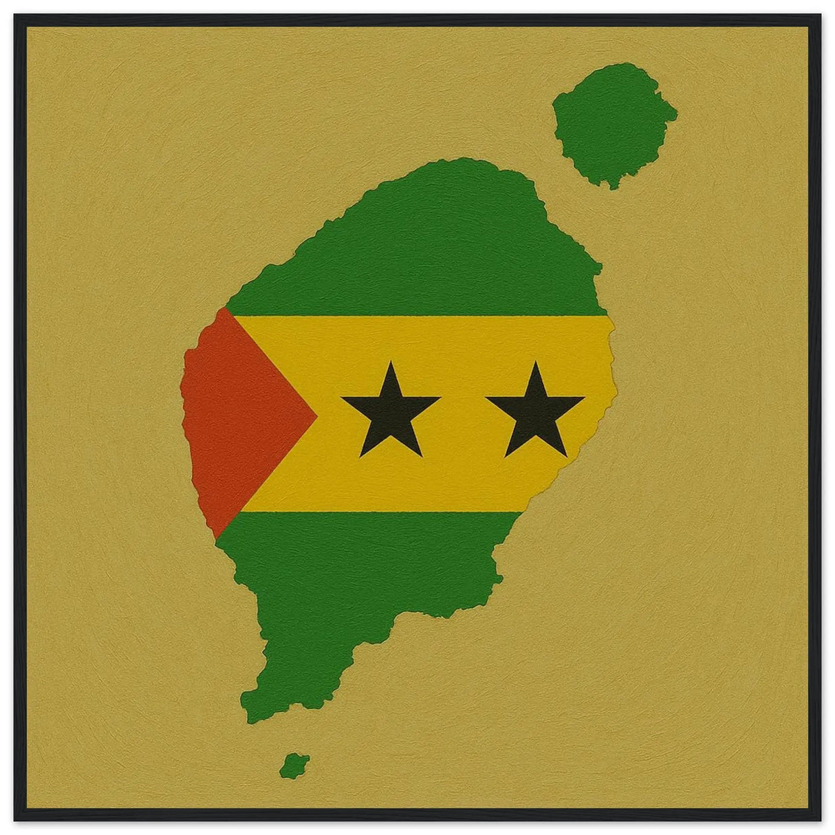 Cadre drapeau sao tomé-et-principe bois finition décorative
