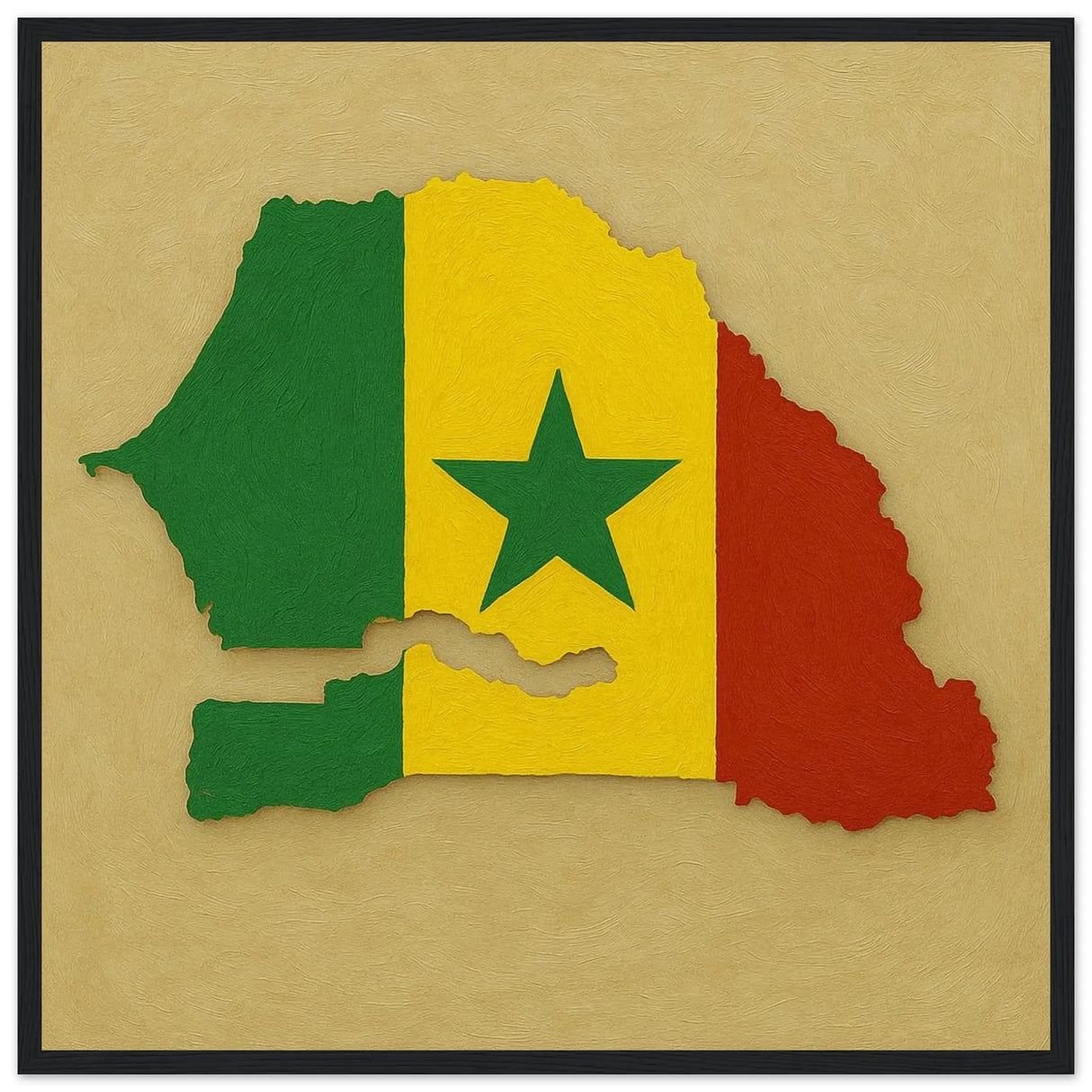 Cadre drapeau sénégal bois finition élégante décoratif